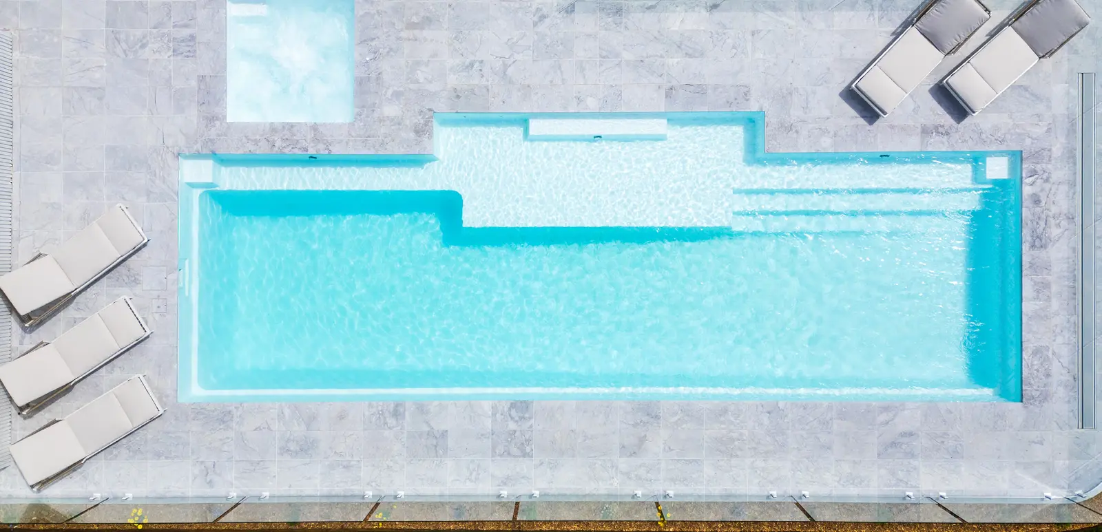 Aerial view of a Tanzanite pool in a Melbourne backyard